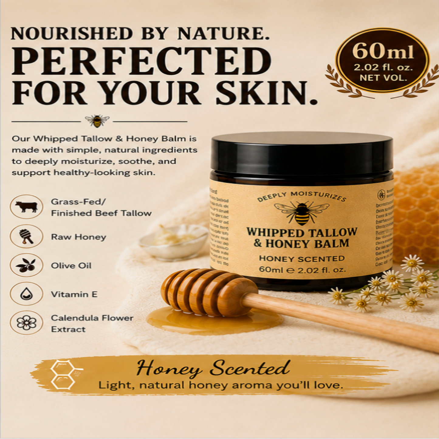HONEY & WHIPPED BEEF TALLOW MOISTURIZER