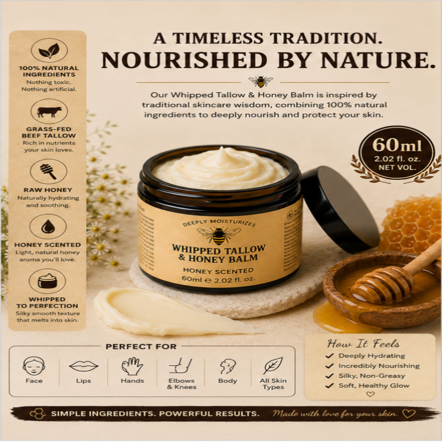 HONEY & WHIPPED BEEF TALLOW MOISTURIZER